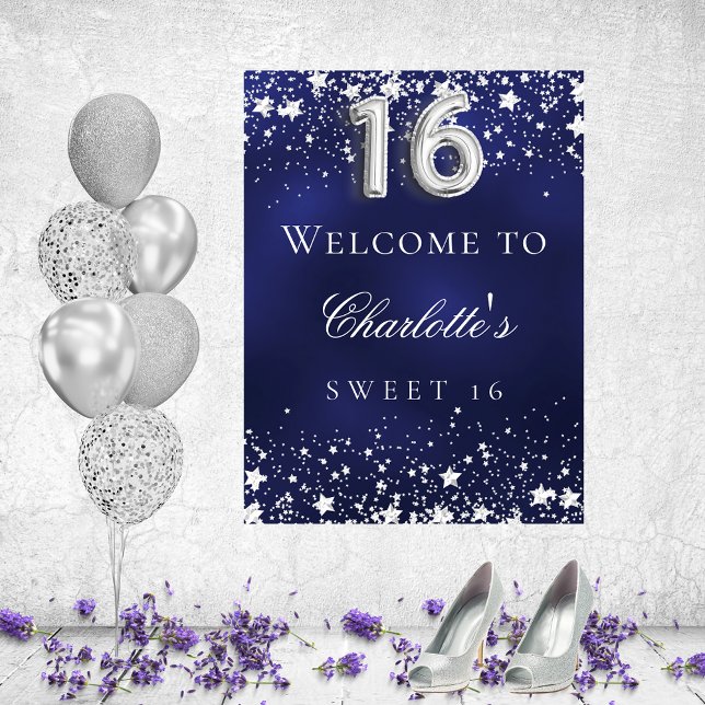 Póster Dulce fiesta de bienvenida con 16 estrellas azules (Subido por el creador)