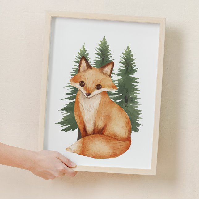 Póster Dulce Forestal Fox Woodland Nursery Decour (Sweet Forest Fox Woodland Nursery Decor)