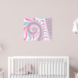 Póster Dulce Fractal Espiral Rosa Azul Pastel