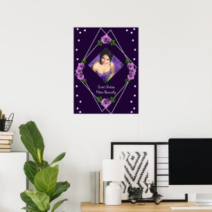 Póster Dulce geométrico morado Rosa plateado 16