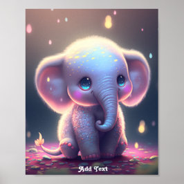 Póster Dulce Guardería de Elefante Bebé Pastel Rosa Capri