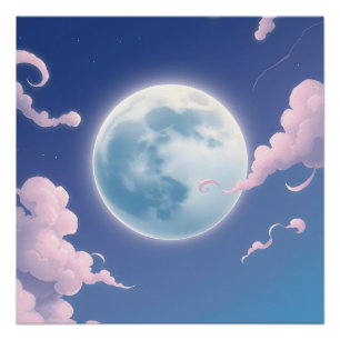 Póster Dulce ilustración caprichosa de la luna en el ciel