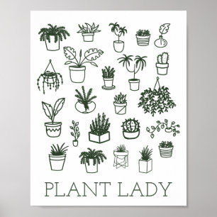 Póster Dulce ilustración de plantas de interior de la cas