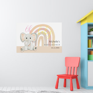 Póster Dulce ilustración en acuarela de elefante bebé ros