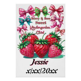 Póster Dulce jardín de infantes chic de bayas y lazos