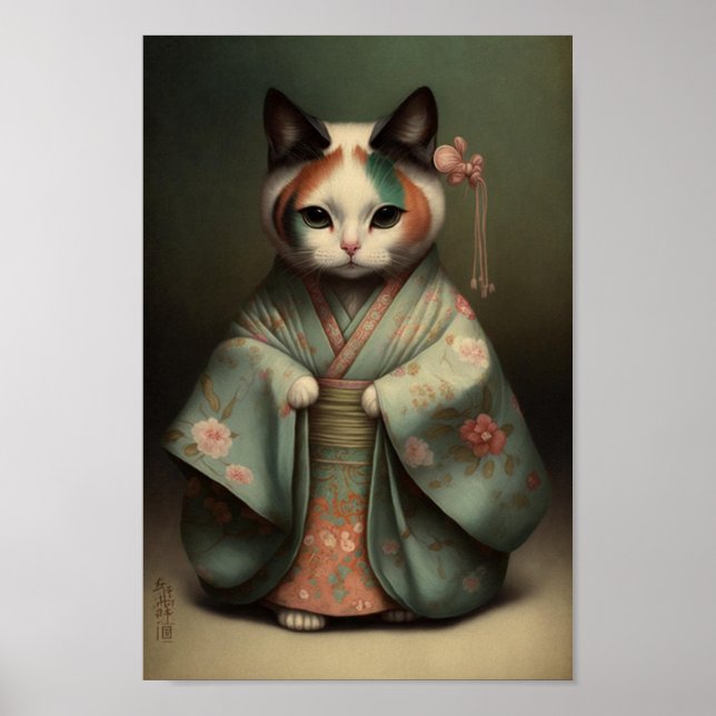Póster Dulce Kitty como Chica de Geisha en Kimono (Frente)
