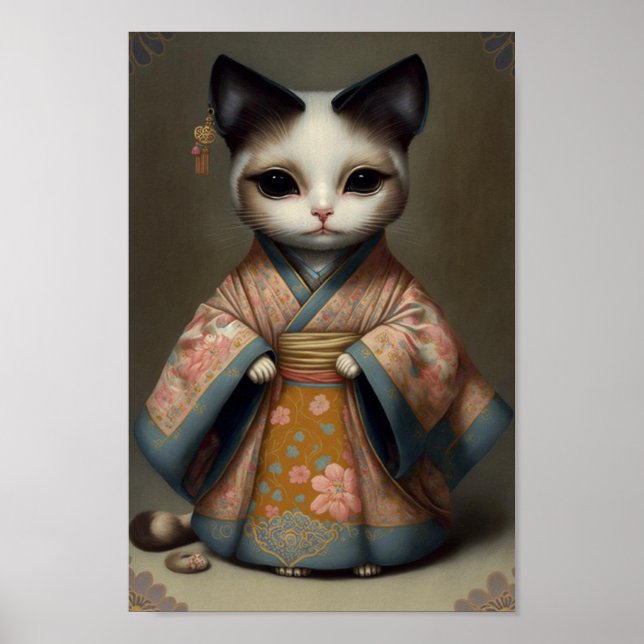 Póster Dulce Kitty como Chica de Geisha en Kimono Robe (Frente)