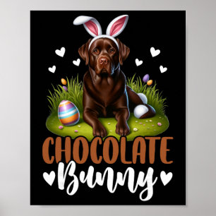 Póster Dulce Labrador de Chocolate Divertido Conejo Pascu