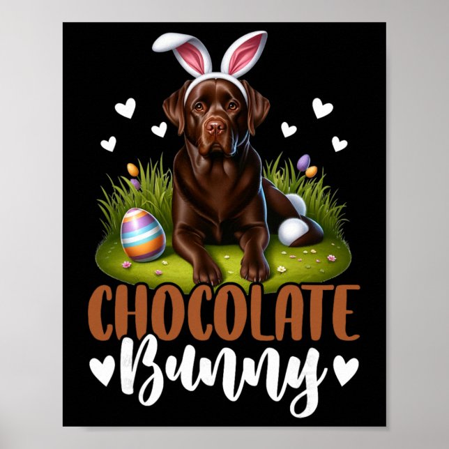 Póster Dulce Labrador de Chocolate Divertido Conejo Pascu (Frente)