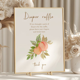 Póster Dulce Melocotón Fruta Baby Shower Diaper Raffle