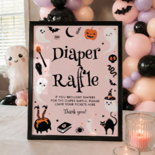 Póster Dulce Naranja Fiesta de Bebé Halloween Rifa de Pañ