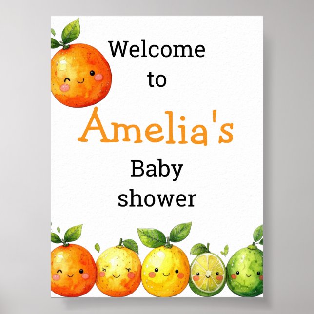 Póster Dulce Naranja Linda Fiesta de Bebé (Frente)