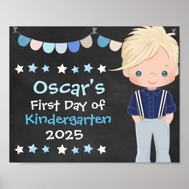 Póster Dulce niño escolar con estilo primer día de clases (Frente)