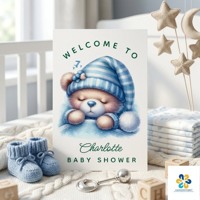 Póster Dulce Oso de Peluche Baby Shower (Cute Teddy Bear Baby Shower Poster)