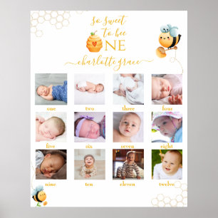 Póster Dulce para ser un Collage de fotos de 12 meses