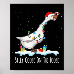 Póster Dulce Pato de Santa Divertido Ganso Tonto Suelto e