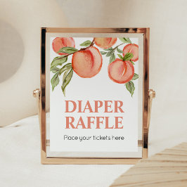 Póster Dulce Peach Baby Shower Diaper Raffle