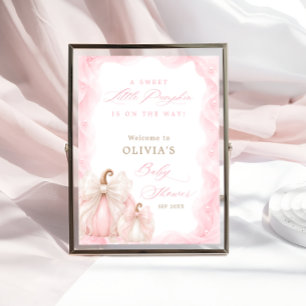 Póster Dulce Pequeña Calabaza con Lazo Bienvenida en Baby