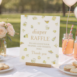 Póster Dulce pequeño limón Sorteo de pañales para baby sh