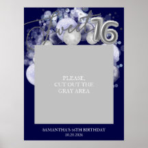 Dulce plateado 16 Globos Foto Prop Royal Blue