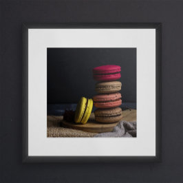 Póster Dulce Poster de cocina Macarons Rojo Amarillo