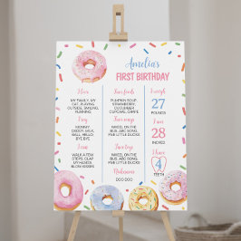 Póster Dulce Rótulo hito de cumpleaños de un donut