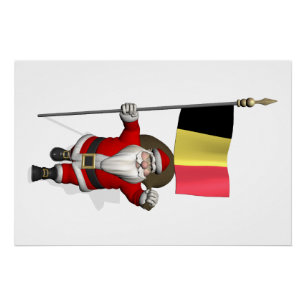 Póster Dulce Santa Claus Con El Nombre De Bélgica