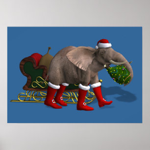 Póster Dulce Santa Claus Elephant