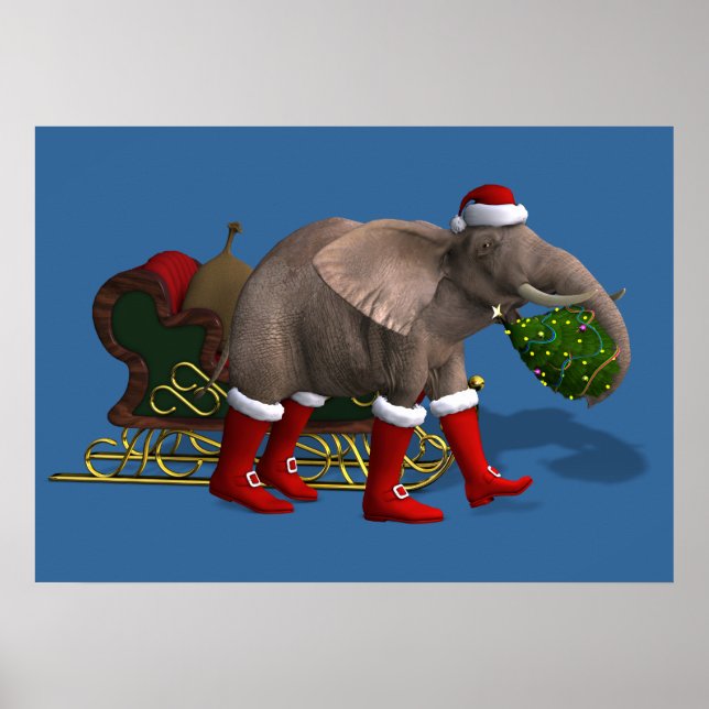Póster Dulce Santa Claus Elephant (Frente)