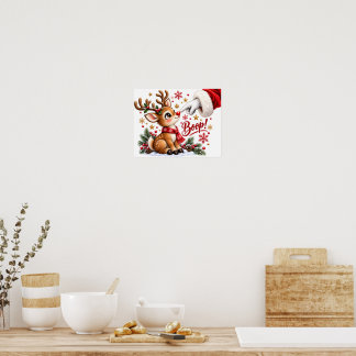 Póster Dulce Santa y Boop en la Nariz de Reno Navidad