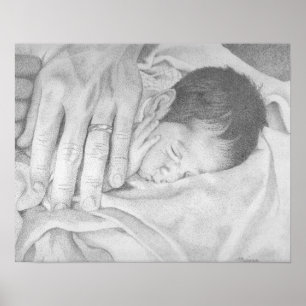 Póster Dulce Sueños Bebé Negro y Blanco