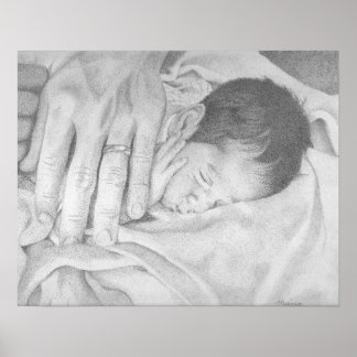 Póster Dulce Sueños Bebé Negro y Blanco