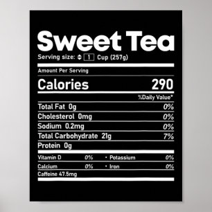 Póster Dulce Tea Nutrition Hechos Diversión Día de Acción