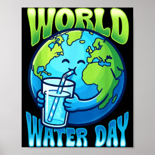 Póster Dulce tierra bebiendo agua día mundial del agua