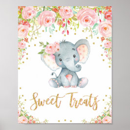 Póster Dulce Tratamientos Rótulo Chica Elefante Decoració