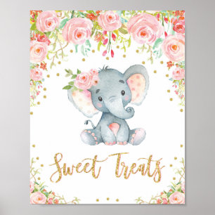 Póster Dulce Tratamientos Rótulo Chica Elefante Decoració