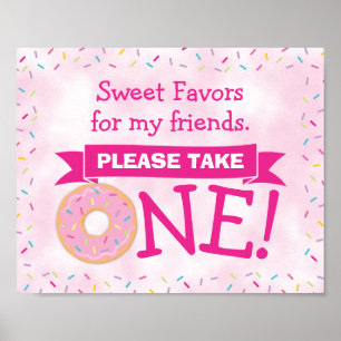 Póster Dulce un donut primer cumpleaños partido Chica a f