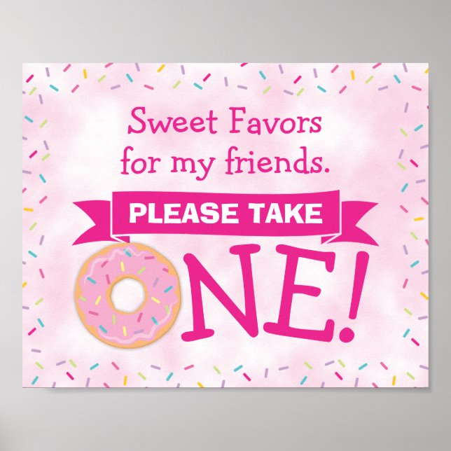 Póster Dulce un donut primer cumpleaños partido Chica a f (Frente)