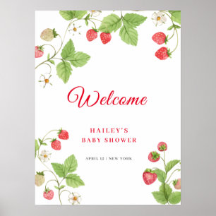 Póster Dulce Vegetación Bienvenida a Baby Shower de Fresa