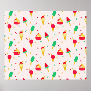 Póster Dulce verano Diversión Arcoiris helado Rociadores