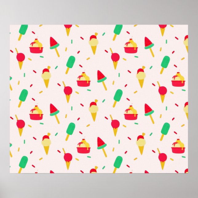 Póster Dulce verano Diversión Arcoiris helado Rociadores (Frente)