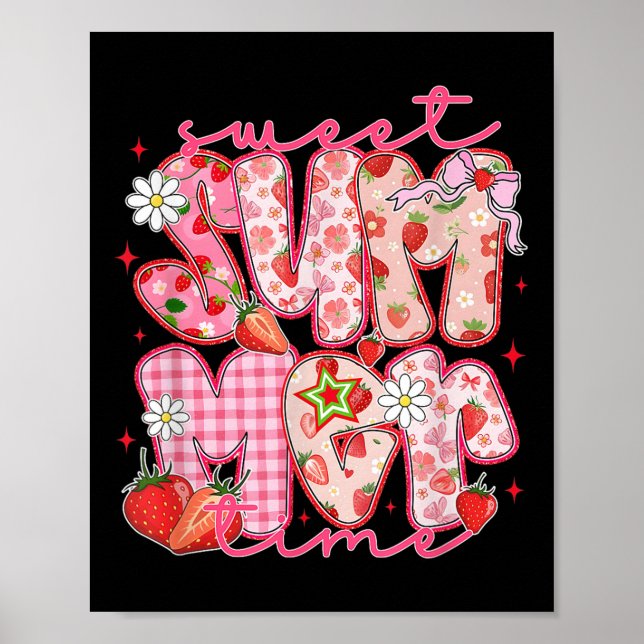 Póster Dulce verano verano fresa Vibes de verano Hola Su (Frente)