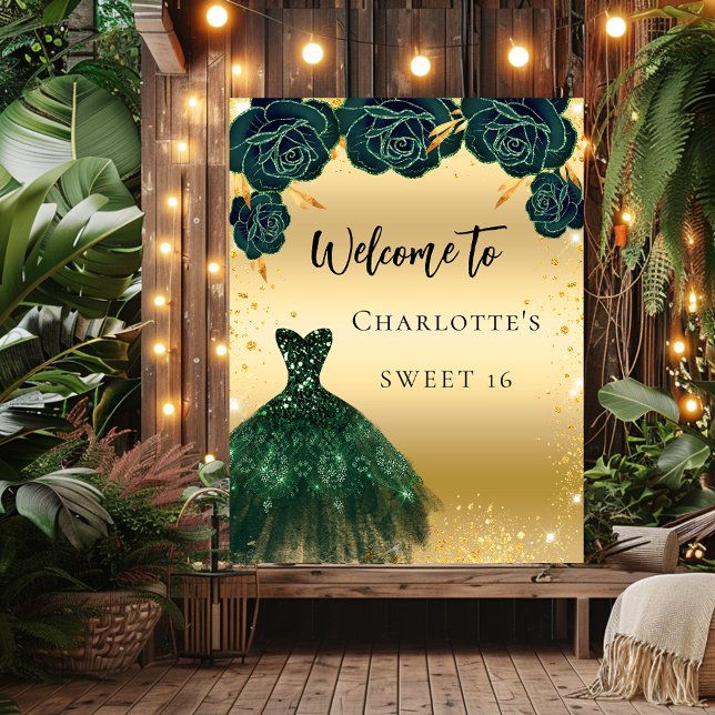 Póster Dulce vestido de oro verde 16 flores bienvenida (Subido por el creador)