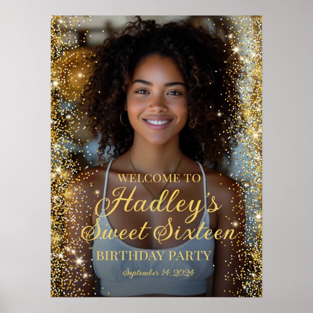 Póster Dulce y dieciséis fiestas foto de bienvenida (Frente)