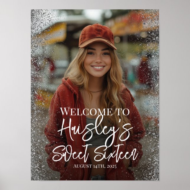 Póster Dulce y dieciséis fiestas foto de bienvenida (Frente)