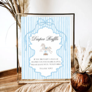 Póster Dulcero de Caballo Mecedor Azul para Baby Shower