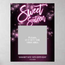 Dulces 16 Cumpleaños Rosa Caliente Neon Glow Fiest
