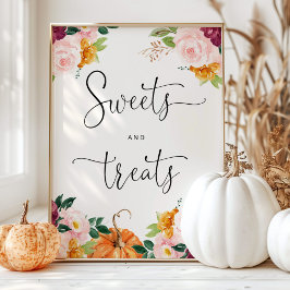 Póster Dulces de calabaza florales y productos para la du