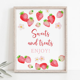 Póster Dulces de fresa silvestres para el Rótulo de cumpl