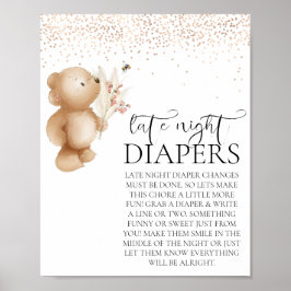 Póster Dulces de Oso y Abeja para Baby Shower Nocturno Ca